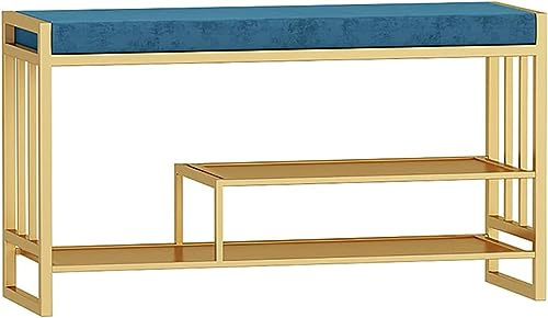 HYSJDMNC Eingangsschuhbank Aufbewahrungsbank Ende der Bettbank 2 Stufen Schuhbank Metall Schuh Rack Metall Stehend Schuhständer Organizer Halter für Wohnzimmer Flur (Farbe: Dunkelblau, Größe YYuan