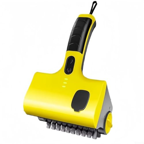 Limpiador eléctrico de parrilla, con carga USB, cepillo de limpieza impermeable para azulejos de cocina para barbacoa al aire libre, incluye cabezales de cepillo de plástico y metal