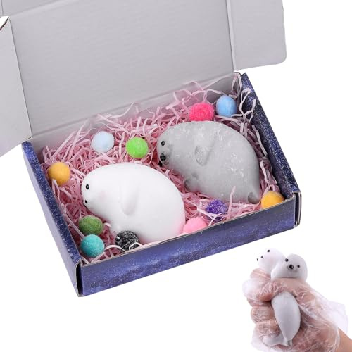 Anboor 2 Stück Robben-Squishy-Spielzeug, weiches Tier-Quetschspielzeug, Stressabbau, Stressbälle für Kinder und Erwachsene, Geburtstagsgeschenke für Autisten (Robbe)