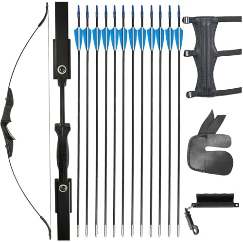 Recurvebogen und Pfeile Set Takedown Bogen 20/30/40lbs Links und Rechtshänder Anfänger Schießen mit Bogenschießen Zubehör Langbogen Set (30 LBS)