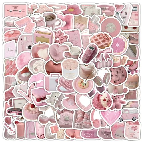 Tivleed Kindle Stickers, Pink Stickers, Preppy Stickers 103 Pcs Aesthetic Stickers Pack Waterproof Vinyl Stickers for Laptop, Water Bottle, Phone, Journal Decoration Cute Stickers