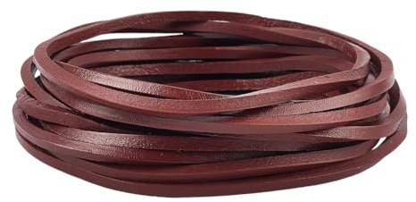 GORGECRAFT 5M x 4mm Cowhide Leather Cord Genuine Leather Strips Strap Flat Leather String 4mm Thick Saddle Brown Braiding Thread Rope for DIY Crafts Bracelets Neckacle Jewellery Making Boot Lace