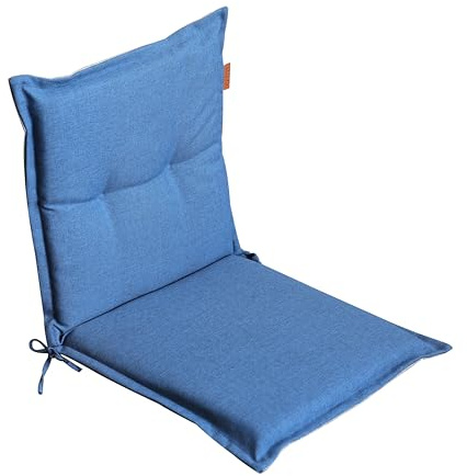 LILENO HOME Gartenstuhl Auflagen [1er Set - Niedriglehner] in Blau | bequeme Liegen als Sitzauflagen für Gartenmöbel - Stuhlkissen für Gartenstühle und Klappstühle BAR