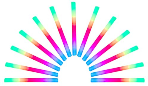 Lot de 15 bâtons fluorescents de mariage - Tube en mousse néon à changement de couleur, bâton alimenté par piles, accessoire d'événement à longue queue | pour camping, événements