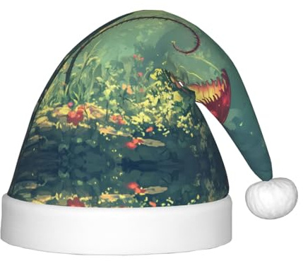 GGsdaf Die geheimnisvolle Venus-Fliegenfalle wartet auf gemusterte Weihnachtsmützen für Kinder, geeignet für Weihnachtskostüme, Partygeschenke und Urlaubsoutfits.
