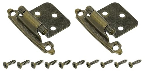 QUARKZMAN Bisagras Cocina Empotradas Gabinete, 2 Pz Bisagras Semiocultas 1/2 Superposición, Hardware Gabinete Montaje Superficial, Bisagras Gabinete Cierre Automático Con Tornillos, Bronce