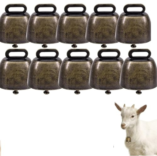 YANGWEN Campanacci per Mucche 10 Pezzi in Rame, Campane per Animali da Pascolo - Super Rumorose per Pecore, Capre e Vitelli - Antifurto per Fattoria