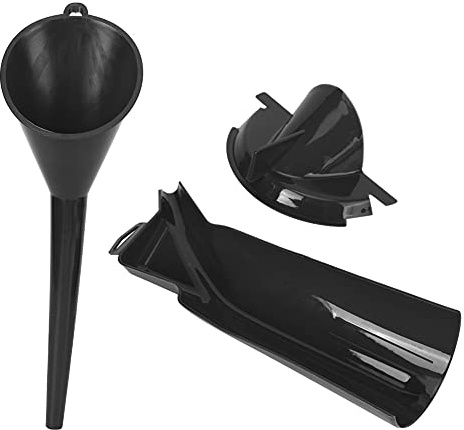 ERYUE Juego de Embudo de Filtro Aceite sin Goteo para Motocicleta Equipo Llenado Aceite Limpio para Motociclistas Naranja 3 Piezas Clavo Hierro Negro Apto Propietarios Motocicletas (Negro)