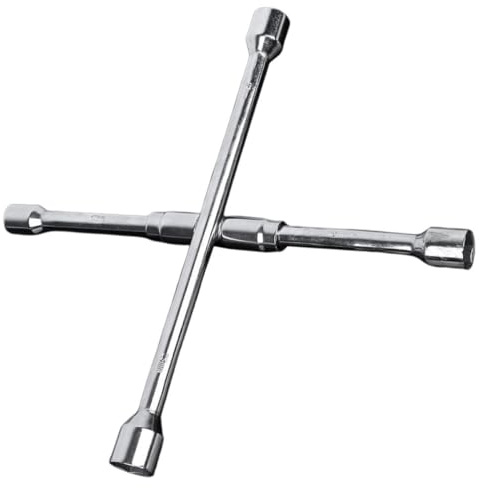 ULTECHNOVO Llave para Tuercas de Coche Plegable de 4 Vías, Herramienta de Acero para Reparación de Neumáticos, Llave Cruz para Ruedas, Portátil y Resistente para Uso Automotor