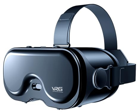 3D VR Headset, 120° FOV & 360° Panoramic View, Anti‑Bluelight, Adjustable Pupil Distance, Universal for 5-7 iOS & Android Mobile Phones, Mobile Game Ready (Black)
