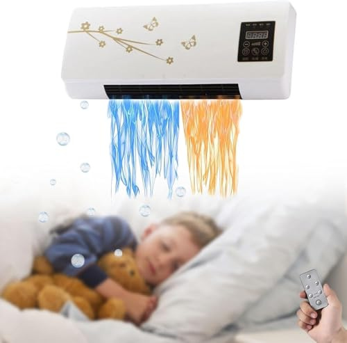 1800W 2 in 1 Wall Mounted Air Conditioner Fan, Portable Cooling & Heating AC Unit, Quiet Smart Heater Combo with Remote Control & Timing for Home Living Room