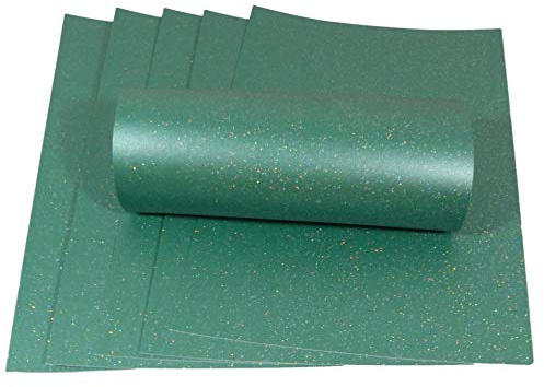 Glitzerpapier „Weihnachtsgrün“ mit schillerndem Glitzer, A4, 120 g/m², einseitig, zum Basteln und Gestalten von Karten, 10 Blatt