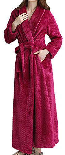 GODGETS Peignoir Femme Velours Robe de Chambre Polaire Chaud Long Flanelle Peignoir de Bain Homme Eponge Hiver Longue Rose XL