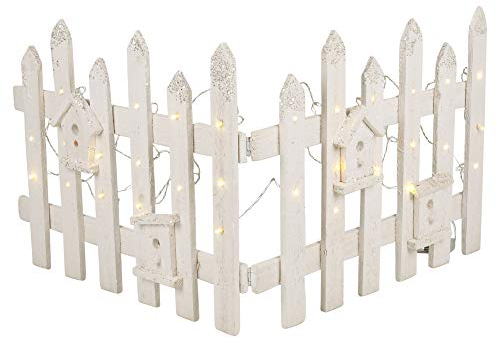URBNLIVING Soporte para falda de árbol de Navidad, valla de nieve de madera rústica, 30 luces LED (blanco, 1)