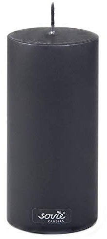 Sovie CANDLES Stumpenkerze SCHWARZ, Ø 70mm x 150mm, ca. 82 Stunden Brenndauer, elegante Blockkerze, Flachkopfkerze und Dekokerze für stilvolle, moderne und festliche Dekorationen