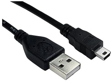 Mini USB 2.0 Cable Lead Type A to 5 Pin B Phone Sat Navigation HDD Black (1 Meter)