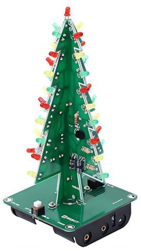 DONGKER Kit elettronico per albero di Natale, kit fai da te per albero LED 3D, 3 colori, parti di circuiti flash, suite elettronica divertente, regalo, kit LED per alberi di Natale