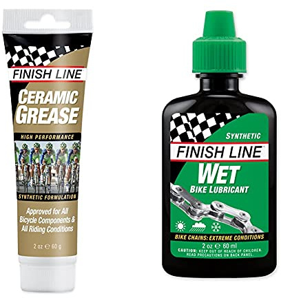 Finish Line Grease Grasa Cerámica, Hombre, Blanco + Cross Country, Lubricante para Bicicleta, Color Multicolor
