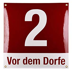 Hausnummer Hausnummernschild Emaille 30x30 cm mit Wunschstraßennamen und Nummer Hausnummer & Straße, Hausschild, Vorbohrungen, Personalisierte, Hausnummernschilder, Wetterfest, Wunschtext, Farben