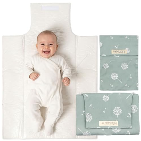 Mimuselina Set Fasciatoio Portatile Neonato e Porta Pannolini | Fasciatoio Impermeabile Pieghevole in 100% Cotone OEKO-TEX | Accessori Neonato per Passeggiate o Viaggi | Fatto a Mano in Spagna