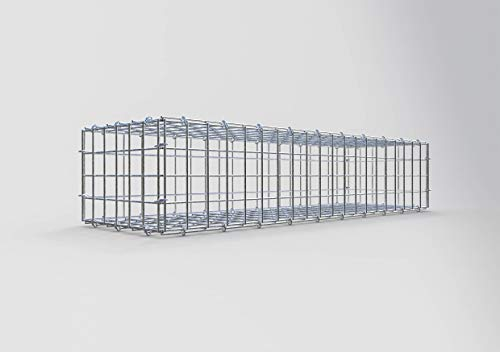 GABIONA Cesto in pietra Gabione rettangolare, larghezza maglie 5 x 5 cm, profondità 30 cm, gabbione 100 x 20 x 30 cm (lunghezza x altezza x profondità), anello a C
