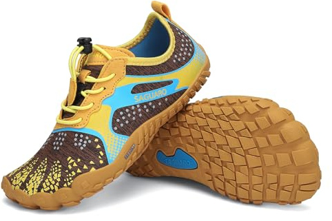 SAGUARO Barefoot Zapatillas Niño Minimalistas Zapatillas Niña Escarpines Barefoot Zapatos Minimalistas Zapatillas Deporte para Wide Tox Box Amarillo,Gr.31