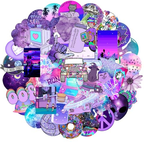 MARSFORCE Cute Vsco Purple Stickers, Gift for Kids Teen Adult, Lovely Waterproof Vinyl Decals for Laptop Water Bottles Skateboard Bike Car Helmet Travel Luggage Guitar Toy Phones DIY Party [50 PCS]