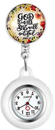 Avaner Krankenschwesteruhr Pflegeruhr Analog Quarzwerk FOB Ansteckuhr mit Pin/Clip Arzt Doktor Medical Taschenuhr aus Silikon