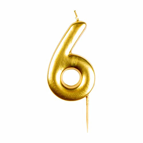 Amscan 9911810 - Metallic Gold Number 6 Cake Candle