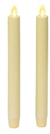 Luminara Flickering Flameless Ivory Taper Candles - Warm LED Light Flame - 2 AA Battery Operated Decor for Dining Room Table Centerpieces, Fireplace Mantel, Dinner Party, Reception - Set of 2 Tapers