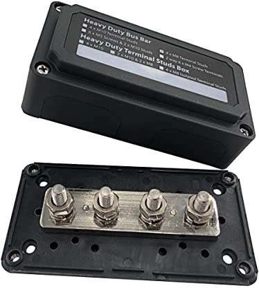 300A Sammelschienenkasten 12V - 48V DC 4X M8 Sammelschiene für Geländewagen Boot Camper Car Heavy Duty Bus Bar KFZ Messing Verteilerblock