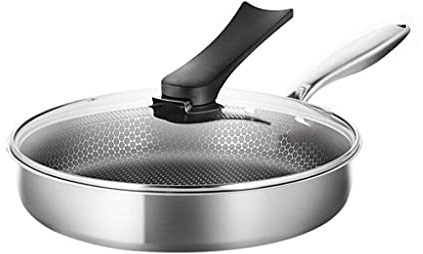 Padella Padella con Coperchio Antiaderente in Acciaio Inox Padella a Nido d'Ape Padella Padella Antiaderente friggere padelle Fritte Bistecca Uova Fritte Padella Antiaderente (Size : A)