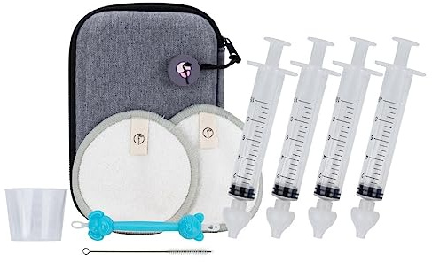 Seringue nasale bebe – Lavage nez avec embout silicone serum physiologique – Pipette nez bébé – 4 x 10 ml Mouche-bébé manuel – Cure-oreille – Trousse de soin bebe naissance – Idée coffret naissance