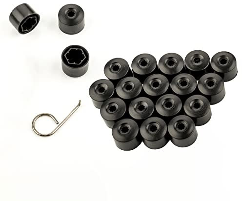 LST 20x Sechskant Felgen Radschraube Abdeckkappen Kappen Set 17 mm schwarz matt