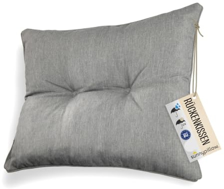 sunnypillow Polster für Gartenmöbel - Rückenkissen 60 x 40 cm für Rattanmöbel - Lounge Kissen Outdoor, wasserdicht, UV-lichtecht - Gartenpolster, Polsterauflagen auf Rattansessel, Stuhl - Grau