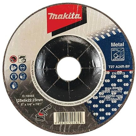 Makita D-18465-20 - Disco abrasivo in metallo, 125 x 6 x 22,23 mm