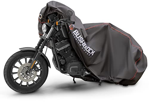 BUSHBOCK® Premium Motorrad Abdeckplane mit Ripstop Struktur - Kein Aufreißen mehr! - Outdoor/Indoor - wasserdichte Abdeckhaube - Motorradplane (4XL)