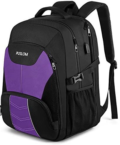 Extra Großer Rucksack Damen 55L Wasserdicht 18.4 Zoll Laptoptasche Arbeit Laptop Rucksack mit USB Ladeanschluss Anti Diebstahl Business Reisen Schulrucksack für Männer Frauen Jungen Teenager Violett