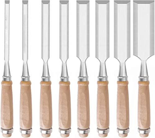 OITTo Wood Chisel Wood Carving Chisel Set for Woodcarving, Carpentry, Trimming The Edges,Cutter Head Width - 6mm,10mm,14mm,18mm,22mm,26mm,30mm,38mm,8-Piece Set