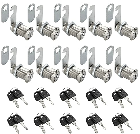 SENENQU Lot de 10 Serrures Boîte aux Lettres 16mm Serrure Armoire Metallique, Barillet Boite aux Lettres en Alliage de Zinc avec 20 Clés pour Tiroir, Armoire, Placard, Boîte aux Lettres