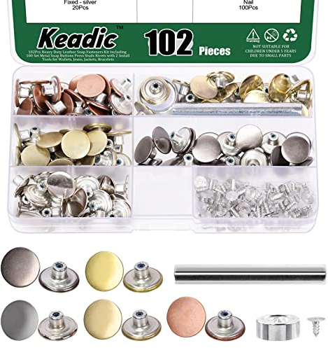 Keadic Juego de botones de 5 colores sin costura, remaches de rosca, cierre a presión para jeans, pantalones, chaquetas, abrigos