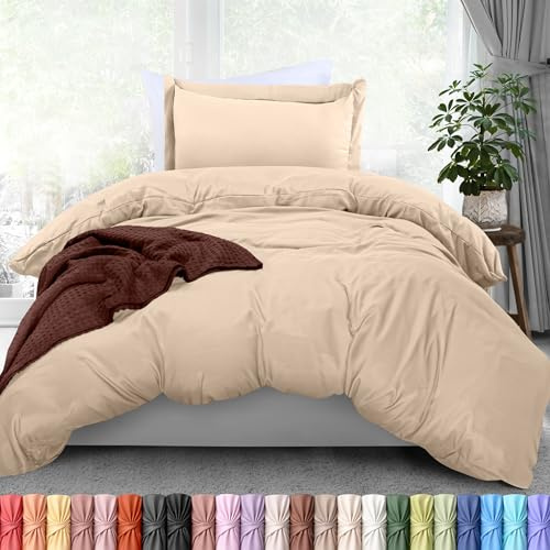 Utopia Bedding Set copripiumino per letto singolo, 1 copripiumino con 1 federa, 2 pezzi, copripiumino con chiusura a cerniera, in microfibra spazzolata ultra morbida, 172 x 228 cm (Twin/Twin XL,
