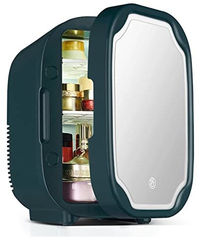 DieffematicBX Mini Frigo Mini réfrigérateur avec lumière LED cosmétique Skincare réfrigérateurs Maquillage pour Bureau à Domicile et réfrigérateur Portable Refroidisseur Plus Chaud