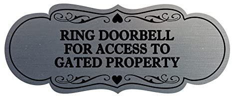 Signs ByLITA Designer Ring Doorbell for Access to Gated Property Sign (Brushed Silver) - Large