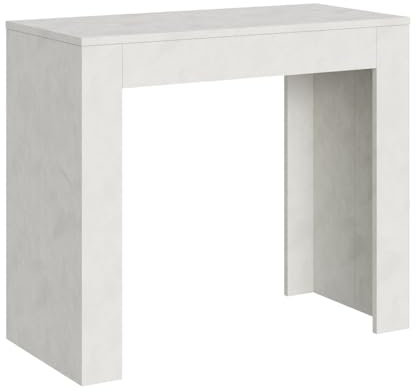 Decor Space Table console Ferrara extensible en bois pour salle à manger (extensible jusqu'à 302 cm, blanc frêne)