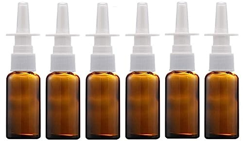 6PCS 30ml/1oz Empty Amber Round Glass Spray Bottle Refillable Portable Fine Mist Sprayers Pump Cleanser Container Travel Packing Pot for Makeup Cosmetics Applications