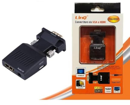 Trade Shop - Convertitore Adattatore Video da Presa Vga Maschio A Hdmi Femmina Audio Vga-hd227 -