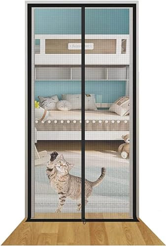 DOKLY Verstärkter Katzenschutz,Passend for Türgrößen Von 85 cm X 210 cm. Um Zu Verhindern, DASS Haustiere Entkommen,Fliegengittertür Mit Reißverschluss.Haustierresistente Netzgittertür.