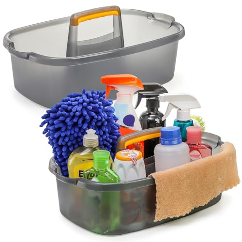 TOPZEA Confezione da 2 contenitori per la pulizia, in plastica, grande secchio per la pulizia, con manico, portatile, per doccia, utensili per la casa, per bagno, cucina sotto il lavandino