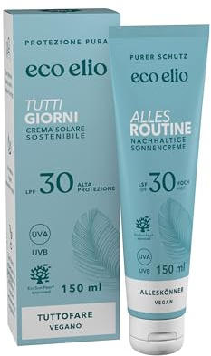 Eco Elio - Crème solaire durable SPF 30 150 ml Protection quotidienne sans Octocrylene, microplastiques et parfum